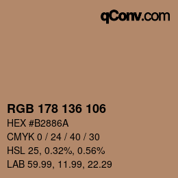 Color code: RGB 178 136 106 | qconv.com