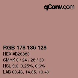 Color code: RGB 178 136 128 | qconv.com