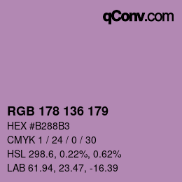 Color code: RGB 178 136 179 | qconv.com