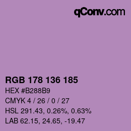 Color code: RGB 178 136 185 | qconv.com