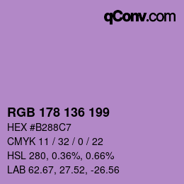 Color code: RGB 178 136 199 | qconv.com