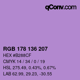 Color code: RGB 178 136 207 | qconv.com