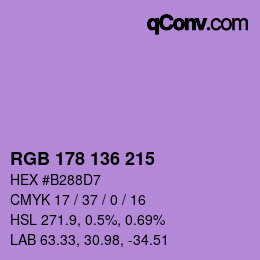 Color code: RGB 178 136 215 | qconv.com