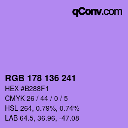 Color code: RGB 178 136 241 | qconv.com