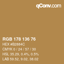 Color code: RGB 178 136 76 | qconv.com