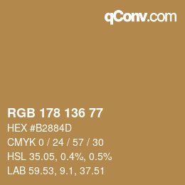 颜色代码: RGB 178 136 77 | qconv.com