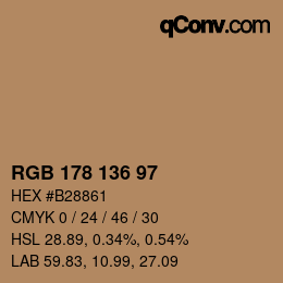 Color code: RGB 178 136 97 | qconv.com