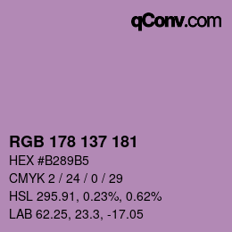 カラーコード: RGB 178 137 181 | qconv.com