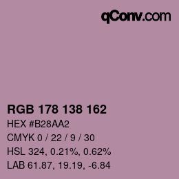 Color code: RGB 178 138 162 | qconv.com