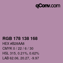 Color code: RGB 178 138 168 | qconv.com