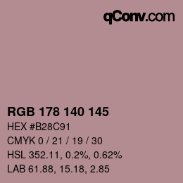 Código de color: RGB 178 140 145 | qconv.com