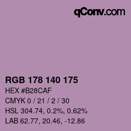 Código de color: RGB 178 140 175 | qconv.com