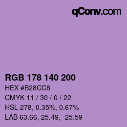Color code: RGB 178 140 200 | qconv.com