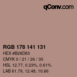 Farbcode: RGB 178 141 131 | qconv.com