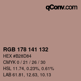 Color code: RGB 178 141 132 | qconv.com