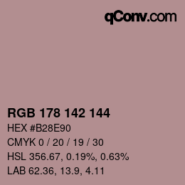 カラーコード: RGB 178 142 144 | qconv.com