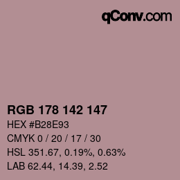 Color code: RGB 178 142 147 | qconv.com