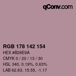 Color code: RGB 178 142 154 | qconv.com