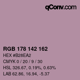 カラーコード: RGB 178 142 162 | qconv.com