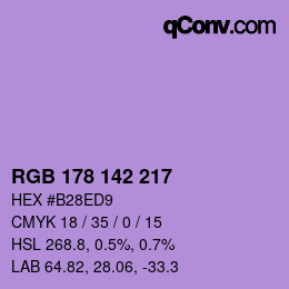Color code: RGB 178 142 217 | qconv.com