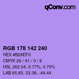 Color code: RGB 178 142 240 | qconv.com