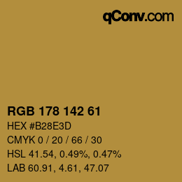 Color code: RGB 178 142 61 | qconv.com