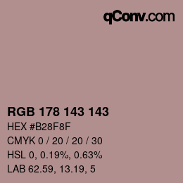 Color code: RGB 178 143 143 | qconv.com
