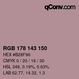 カラーコード: RGB 178 143 150 | qconv.com