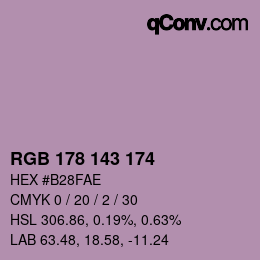 カラーコード: RGB 178 143 174 | qconv.com