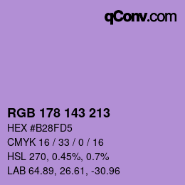 Color code: RGB 178 143 213 | qconv.com