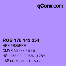 カラーコード: RGB 178 143 254 | qconv.com