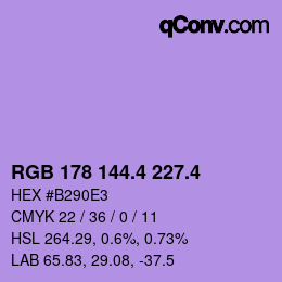 カラーコード: RGB 178 144.4 227.4 | qconv.com