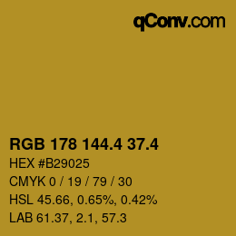 カラーコード: RGB 178 144.4 37.4 | qconv.com