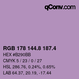 カラーコード: RGB 178 144.8 187.4 | qconv.com