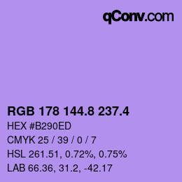 カラーコード: RGB 178 144.8 237.4 | qconv.com