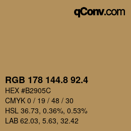 カラーコード: RGB 178 144.8 92.4 | qconv.com