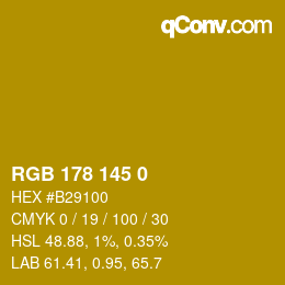 Color code: RGB 178 145 0 | qconv.com