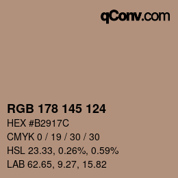 颜色代码: RGB 178 145 124 | qconv.com