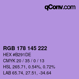 Color code: RGB 178 145 222 | qconv.com