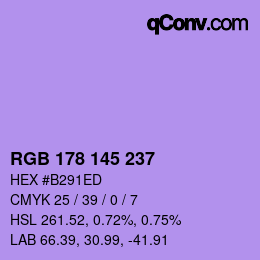 Color code: RGB 178 145 237 | qconv.com