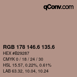 カラーコード: RGB 178 146.6 135.6 | qconv.com