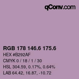 カラーコード: RGB 178 146.6 175.6 | qconv.com