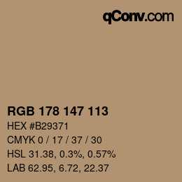 Color code: RGB 178 147 113 | qconv.com