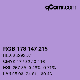 Color code: RGB 178 147 215 | qconv.com
