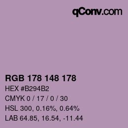 Color code: RGB 178 148 178 | qconv.com