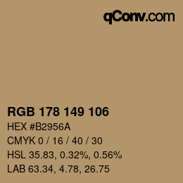 Color code: RGB 178 149 106 | qconv.com