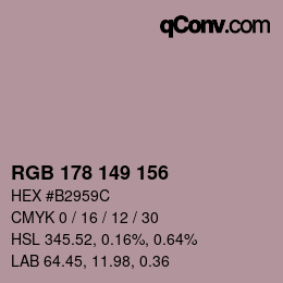 颜色代码: RGB 178 149 156 | qconv.com