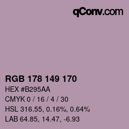 Código de color: RGB 178 149 170 | qconv.com