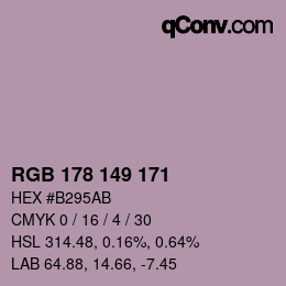 颜色代码: RGB 178 149 171 | qconv.com