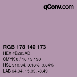 Code couleur: RGB 178 149 173 | qconv.com